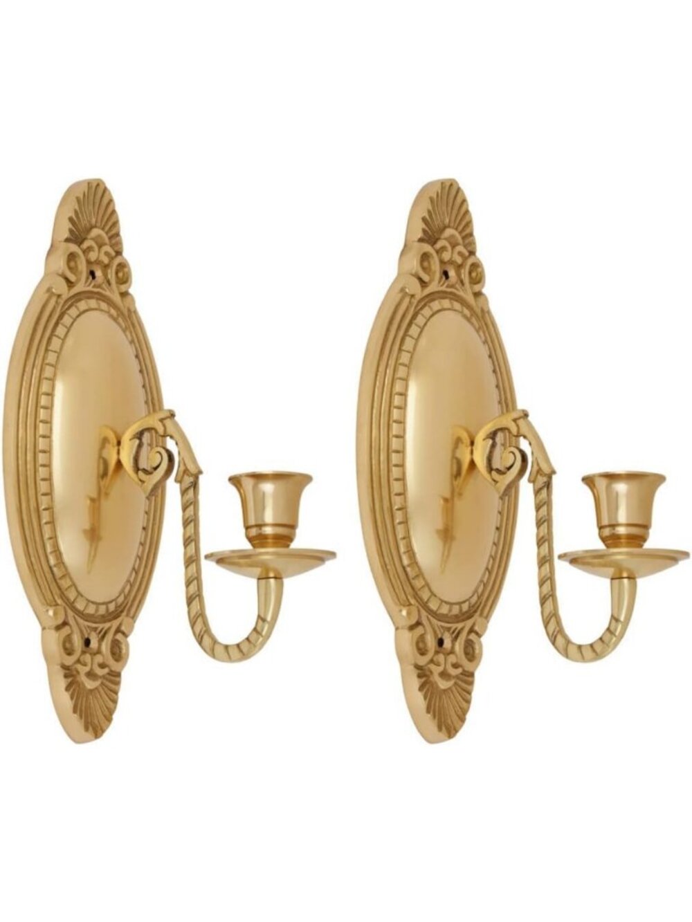 Antique Brass Wall Candle Holders Set of 2 - Vintage Home Decor Accent